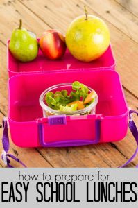 It's easy to lose your sanity during back to school time. Here's how you can prepare for easy school lunches that are  quick and healthy to put together.